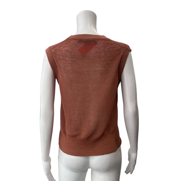 $330 Veronica Beard Brown Knit Kellen Twist Linen Sweater Tank Top size XS - Picture 6 of 9